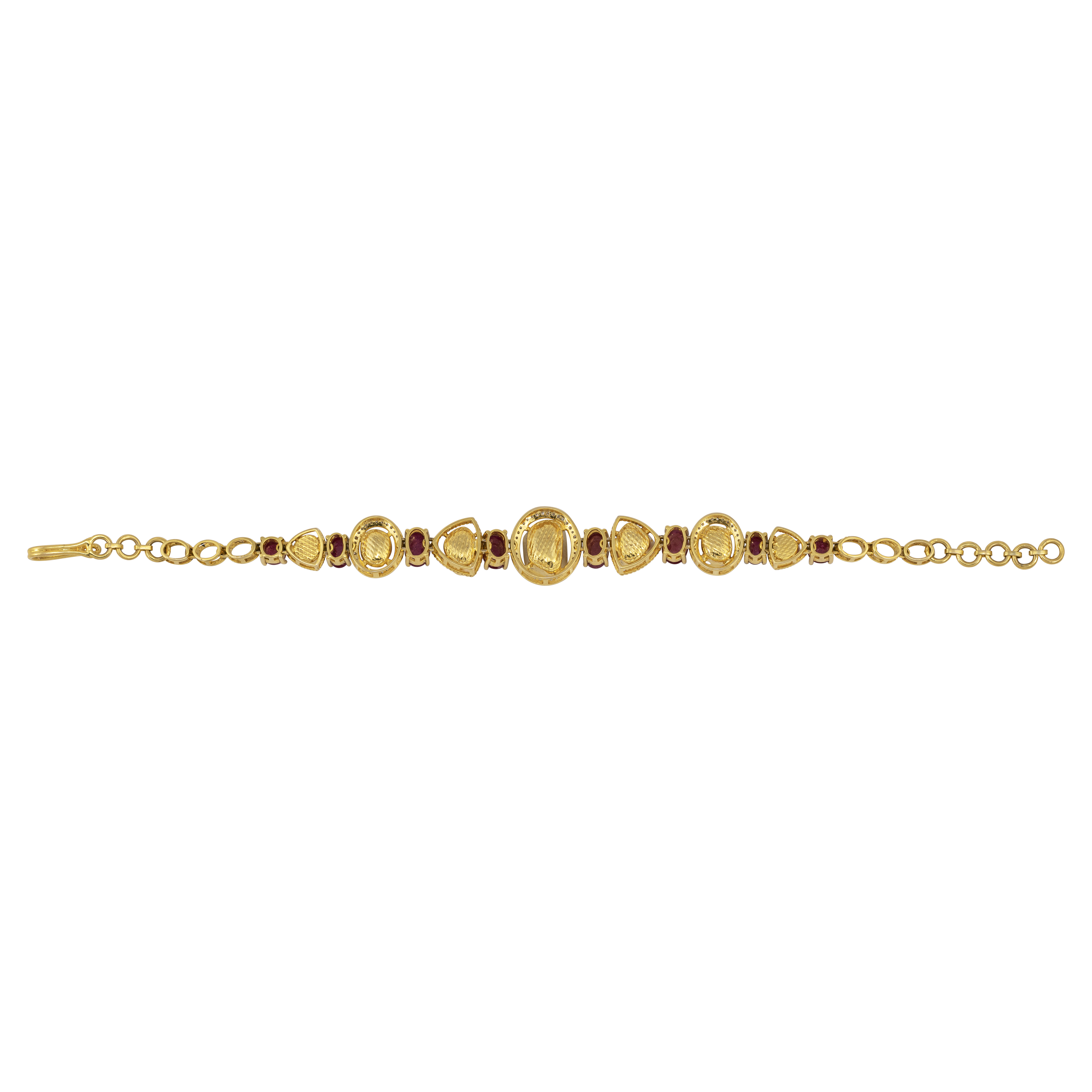 Polki and Ruby Tennis Bracelet in Yellow Gold